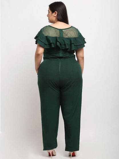 Flambeur Women's Plus Size Crepe Solid Jumpsuits